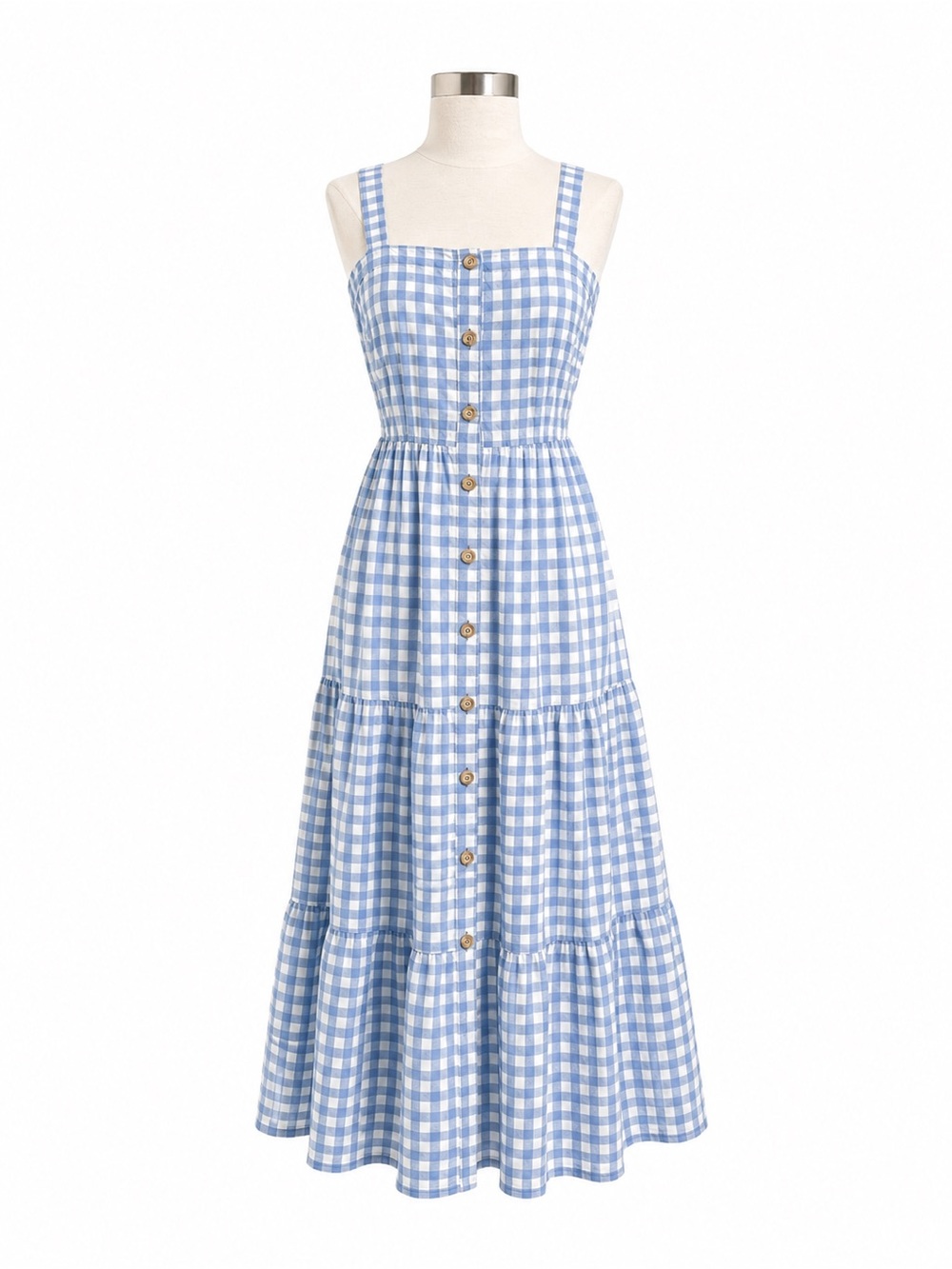 Shabby Chic Blue Gingham Button-Front Sundress Size 2